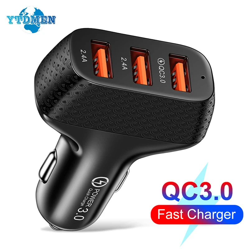 3 Ports USB Car Charger 5V 2A Fast Charging Portable Phone Adapter For iPhone 13 Pro Xiaomi Huawei Samsung Car Cigarette Lighter