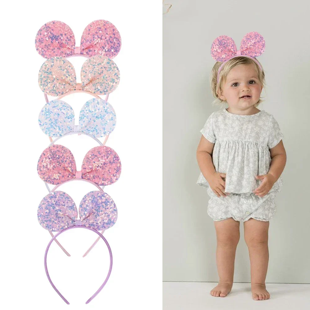 Ободок для волос двусторонний с блестками и бабочкой 1 шт.