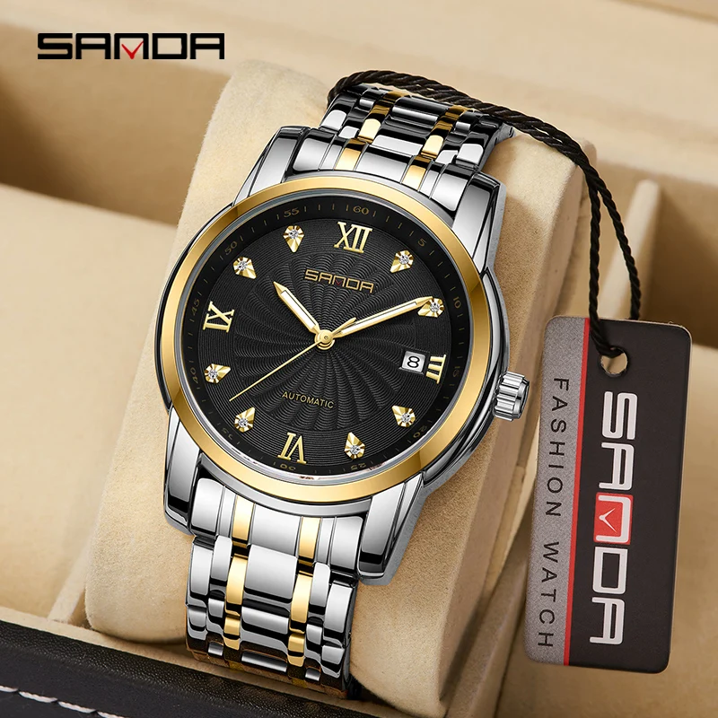 

SANDA New Business Men's Automatic Watch Date Waterproof Stainless steel Strap Alloy Case Men's Mechanical Clock Orologi da uomo