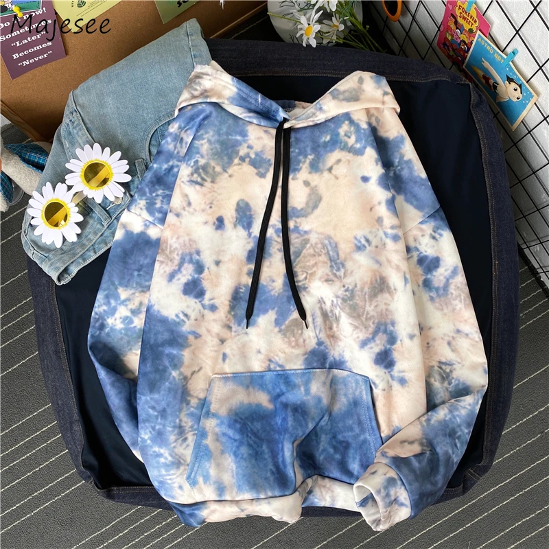 

Hoodies Men Fashion Tie Dye Handsome High Street Cool Loose Teens Male Hip Hop Young Popular Hrarjuku All-match Casual Hooded BF