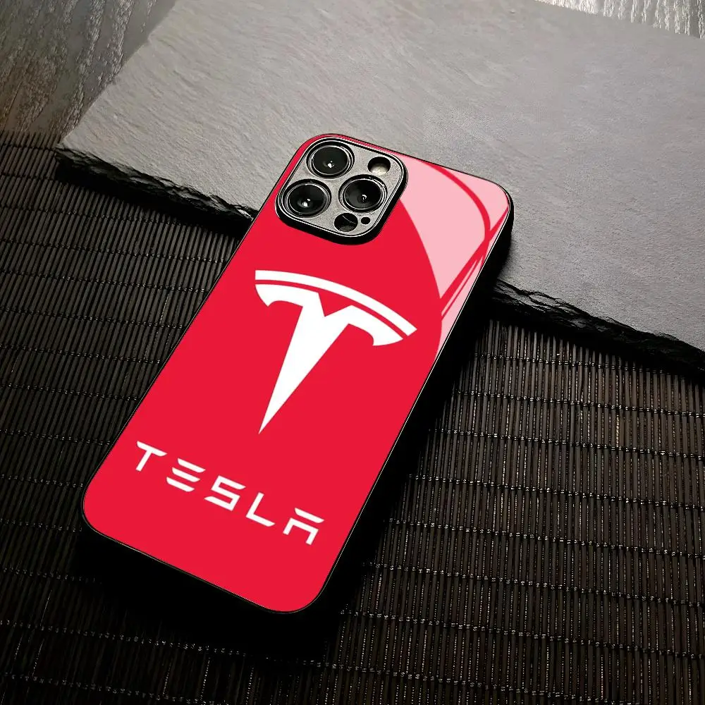 new energy Car Teslaees loog Phone Case for Iphone 16 15 13 12 14 11 Pro Max Mini X Xr Xs 8 Puls glass Cover