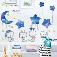 stars cats starry sky kids room decoration stickers self adhesive bedroom decor living room background home decor wall sticker