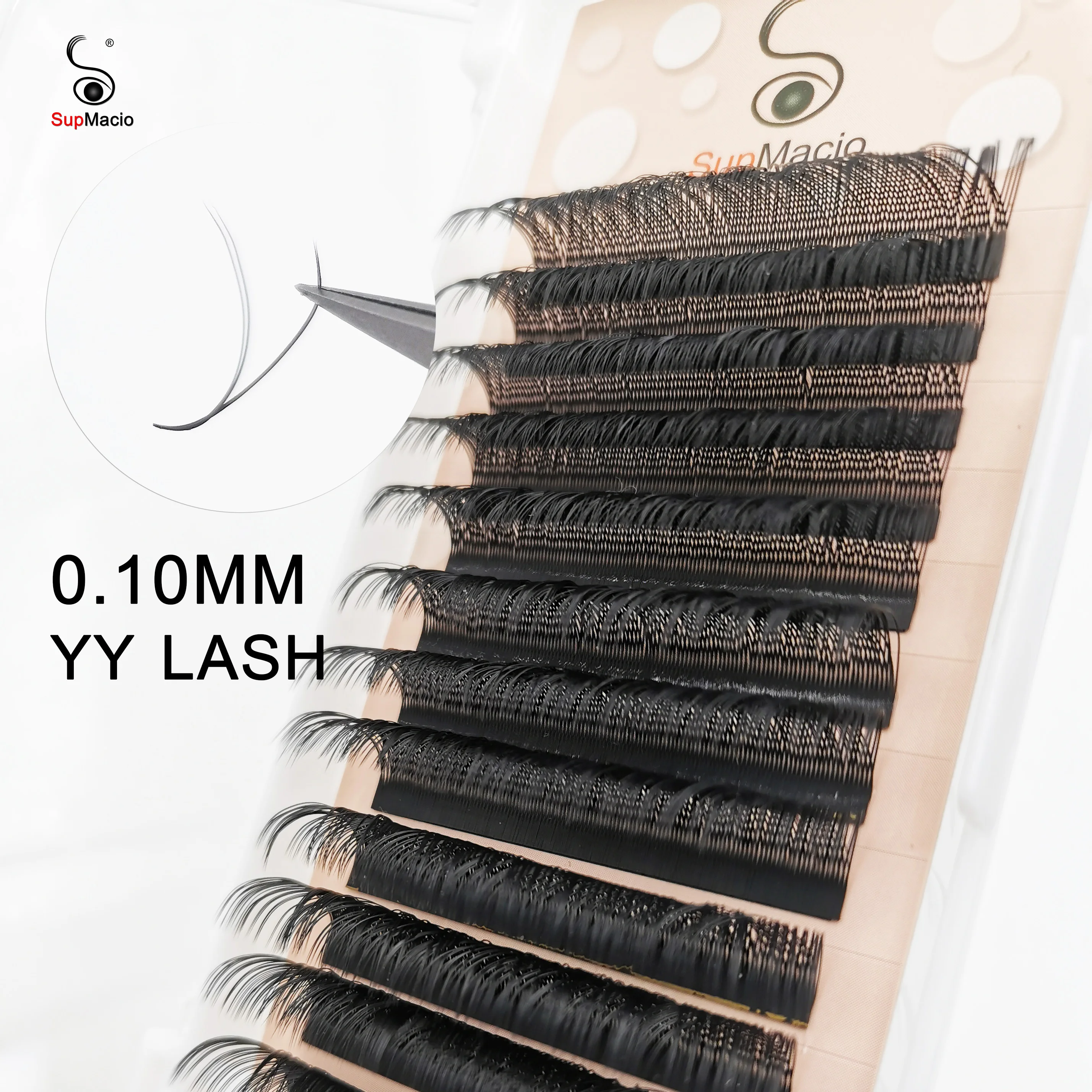 Фото Supmacio 0,10 мм YY Lash Y-образные наращивание ресниц черные два кончики 0,1 мм 2D готовые объемные веерные натуральные отдельные ресницы №1