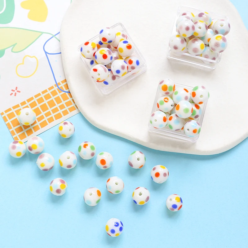 10 шт. Разноцветные серьги в горошек