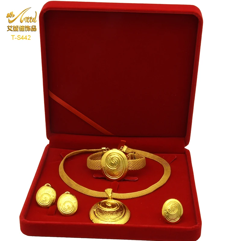 

ANIID African Gold Plated Necklace Bracelet Jewelry Set For Women Arabic Bride Accessorie Wedding Party Banquet Gifts Wholesale