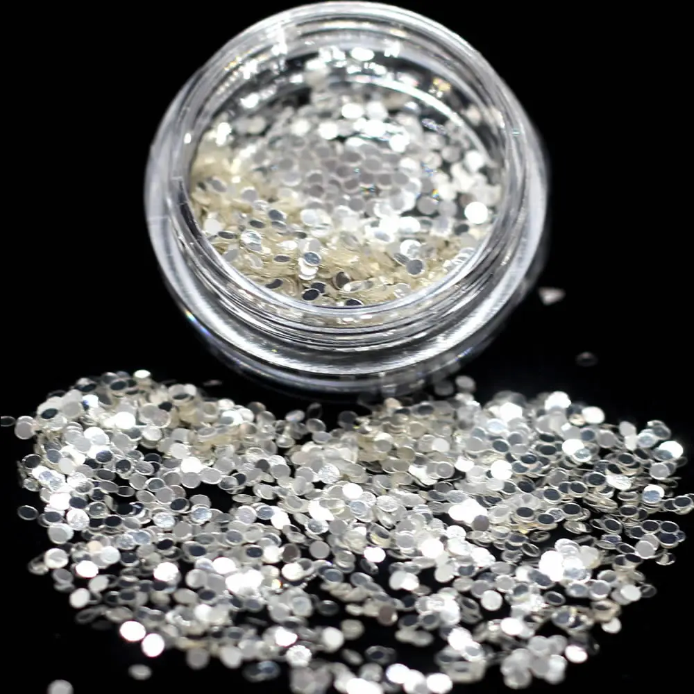 

1Box Silvery Sparkly Round Nail Sequins Paillette Mixed Neon Holo Laser Nail Glitters 3D Flakes Slices Art Decorations Tips T4