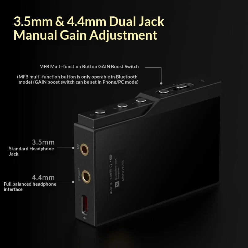 Фото Новый декодер Questyle M18i MAX Little Tail HIFI, портативный усилитель для наушников с Bluetooth, без потерь, с разъемами 3.5 мм/4.4 мм №4
