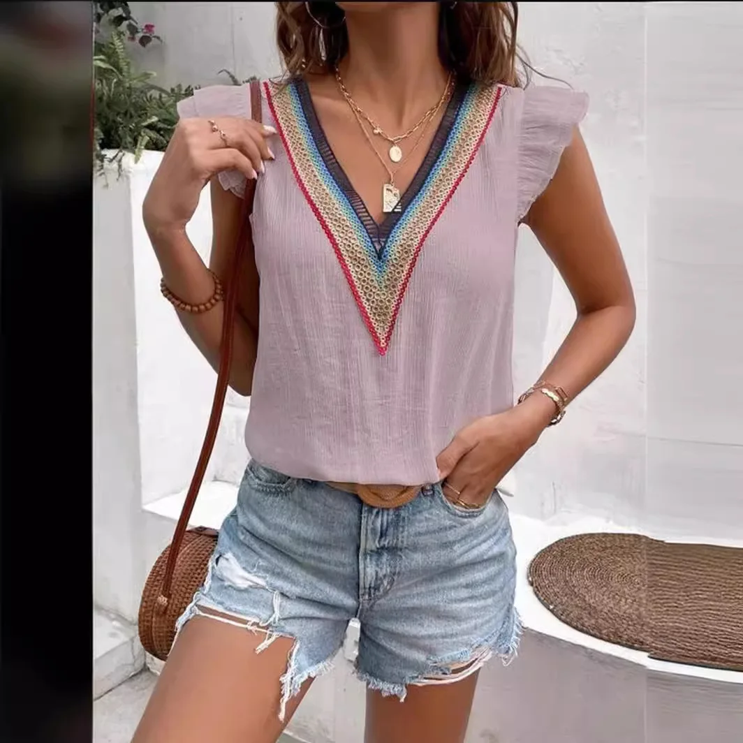 Женская белая блузка 2024 летняя кружевная повседневная женская пуловер с