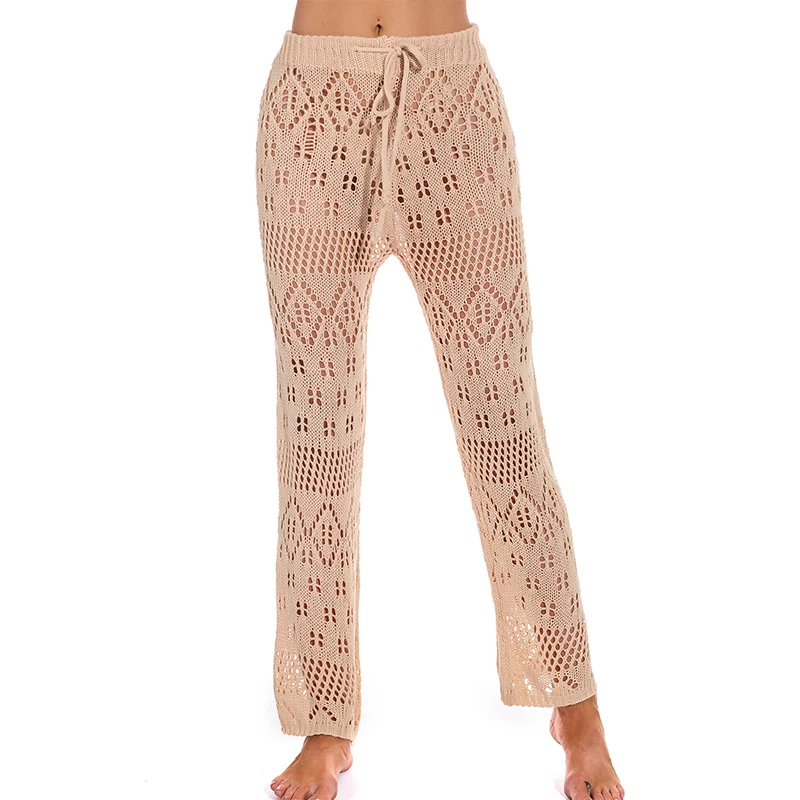 

Cotton Crochet Beach Cover Up Swimsuit Cover Ups Women Beach Pants Fishnet Swimsut Covers Hollow Out Beachwear Knit Bathing Suit