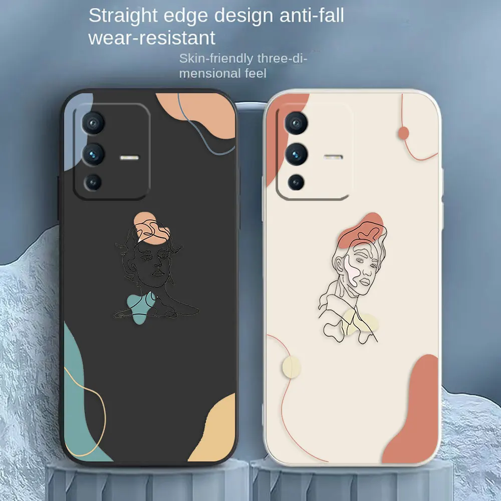 

Woman Head with Flowers Line Phone Case For VIVO S1 S5 S6 S7 S9 S9E S10 S12 S15 S16 S16E T1 T2X V15 V20 V21 V23 PRO 5G Case Capa