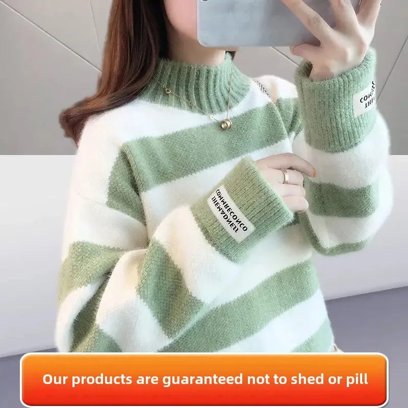 Новинка 2025 года стильный свободный топ из норки женский пуловер свитер