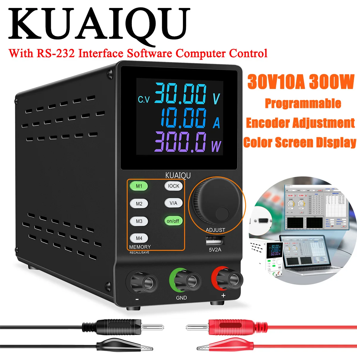 Лабораторный источник питания со встроенным интерфейсом USB, Регулируемый переключатель напряжения, регулятор кодировщика, переменный 30 в, 10 А, 60 в, 5 А, 300 В, 1 А