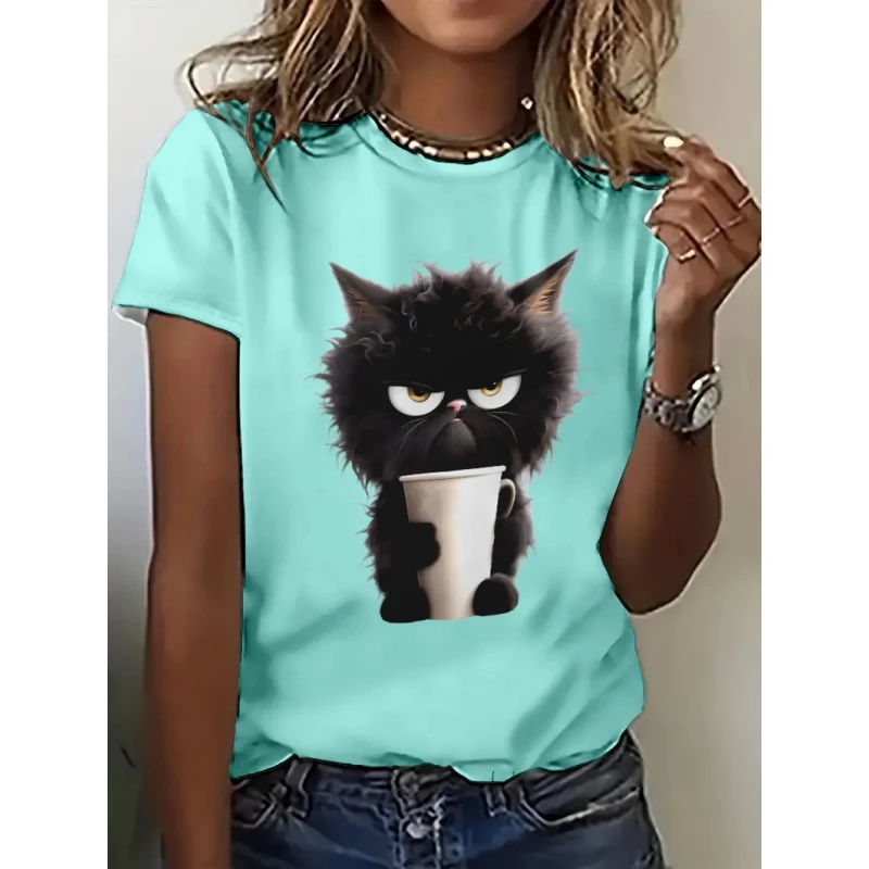 Женская футболка с коротким рукавом и круглым вырезом универсальная летняя