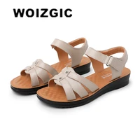 woizgic womens female ladies mother genuine leather sandals platform shoes non slip summer cool beach hook loop plus size 42 43
