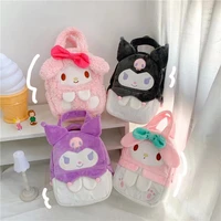kawaii sanrios handbag mymelody kuromi cartoon cute plush anime portable large capacity makeup storage bag girl birthday gift