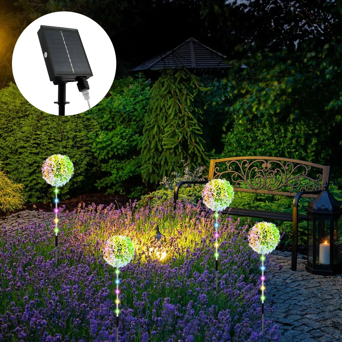 

Solar Dandelion Lights Outdoor Decor 4Pack Solar Decorative Stake Light 8 Lighting Modes with Remote Control Waterproof Solar