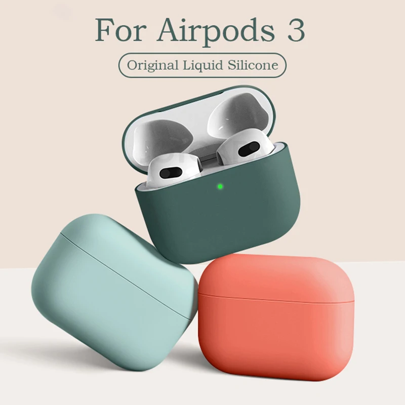 Официальный Мягкий чехол из жидкого силикона для AirPods 3 2021 беспроводные Bluetooth