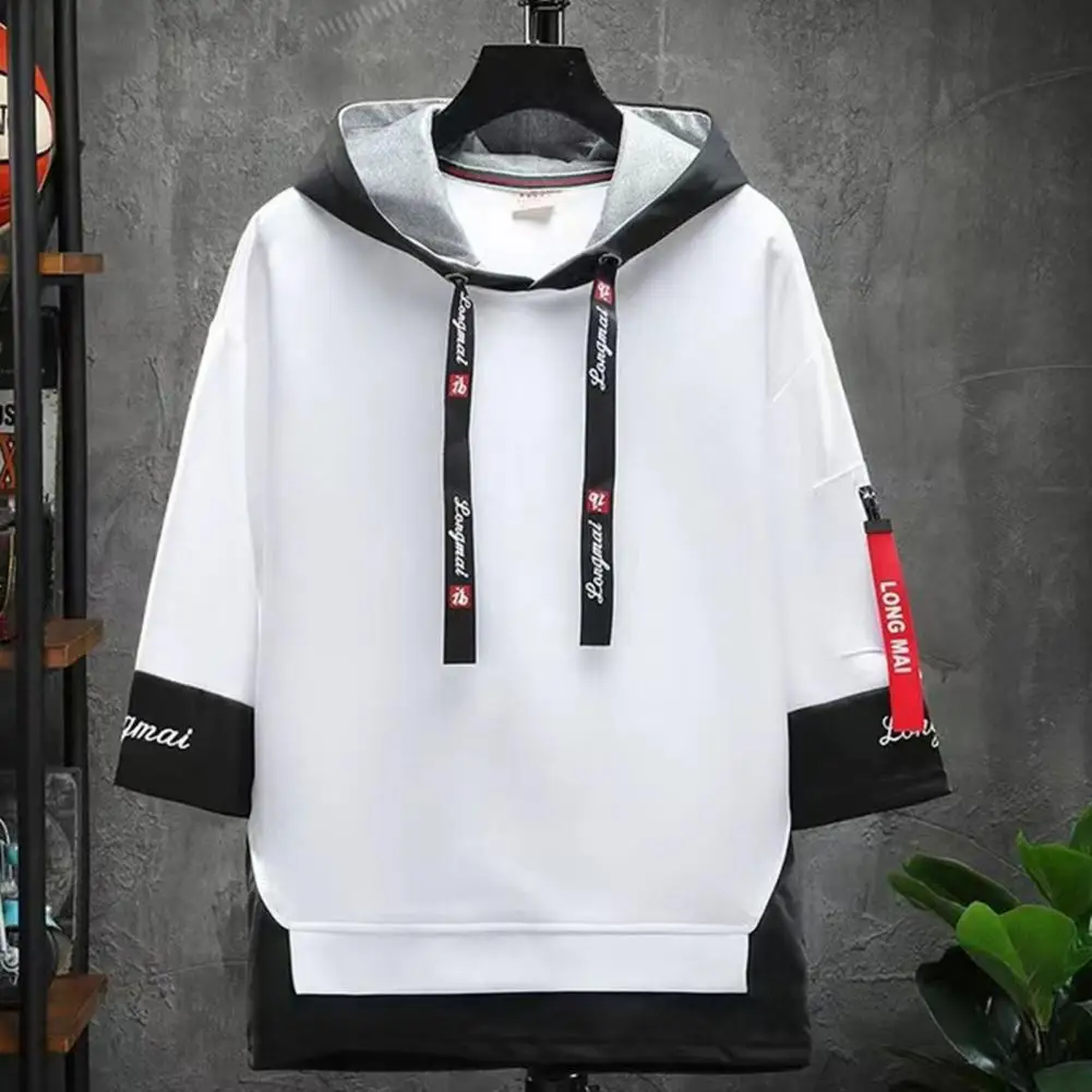 Stylish Men Tops  Contrast Colors Young Style Men Hoodie  Casual Plus Size Women Sweatshirt