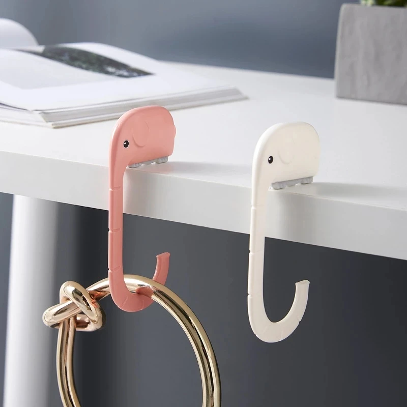 

Portable Plastic Cute Elephant Bag Hook Wall Hanger Holder Table Purse Bag Hook Handbag Hanger Home Hanging Decorative Hook Up