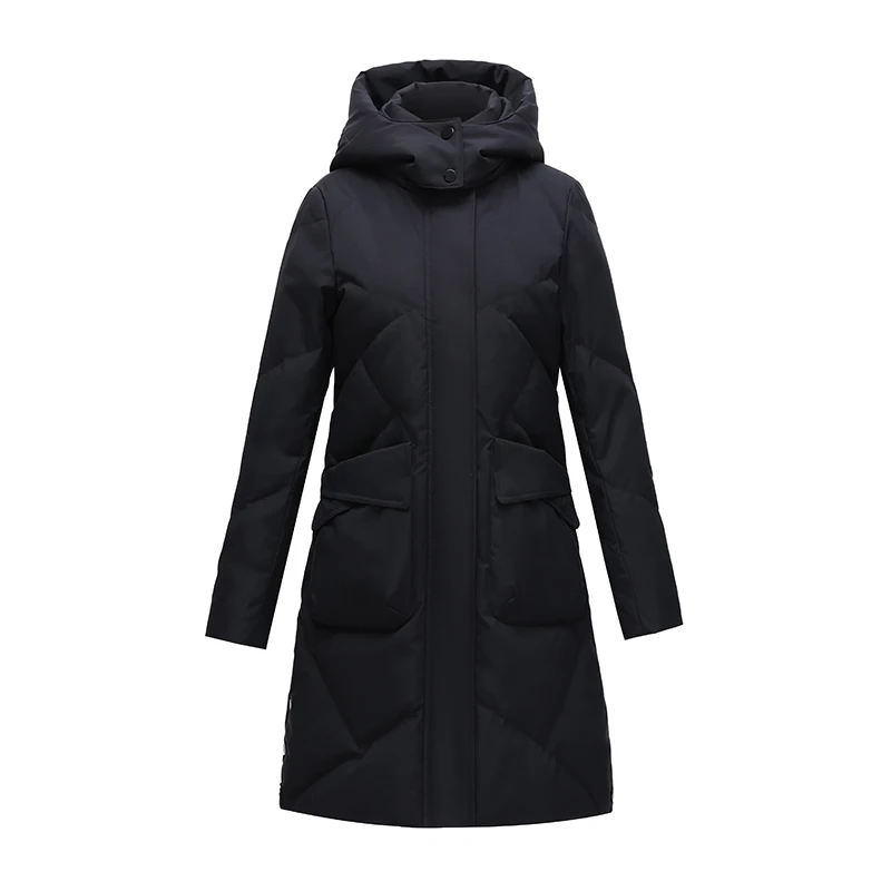 New Female Medium Length 80 White Duck Down Hooded Jacket For Women 2023 Korean Winter Versatile Fashion Warm Coat