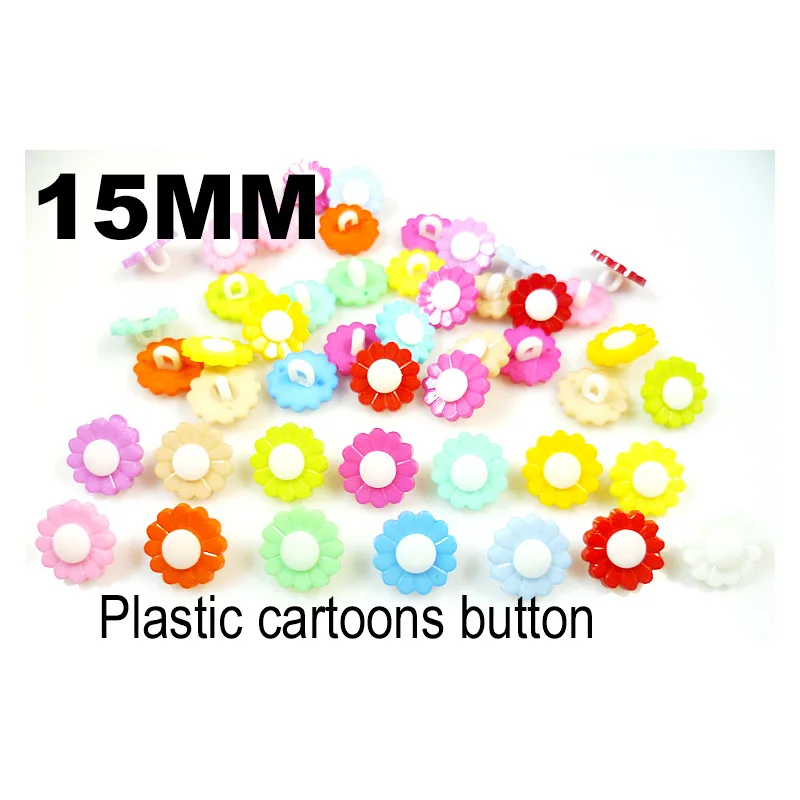 

50 шт., пластиковые пуговицы в виде подсолнуха, 15 мм