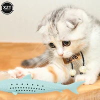 1pcs silicone mint fish cat toy pet catnip soft clean teeth toothbrush chew cats toys molar stick teeth cleaning pet products
