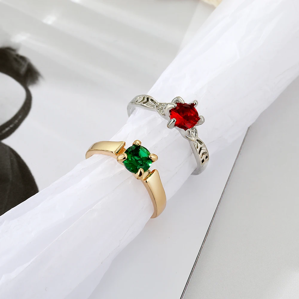 

IFME New Gold Silver Color Metal Ring For Women Men Inlaid Green Red Crystal Ring 2022 Trend Fashion Jewelry Wedding Gifts