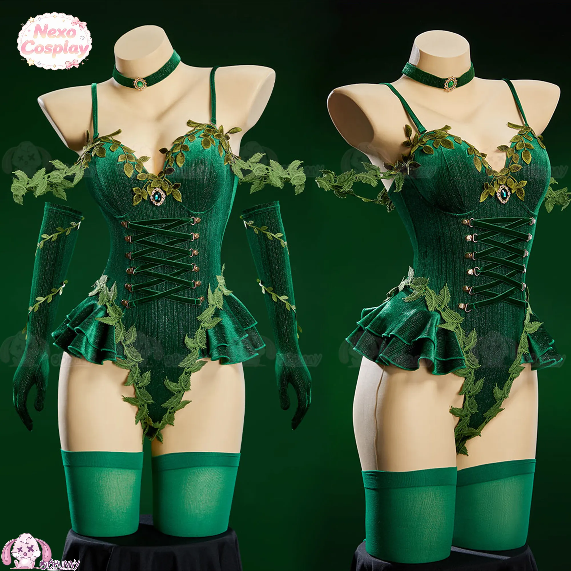 Фото Оригинальный бархатный комбинезон Green Vine, костюм для косплея, облегающий костюм для косплея Doujinsheng для женщин NexoCosplay №2