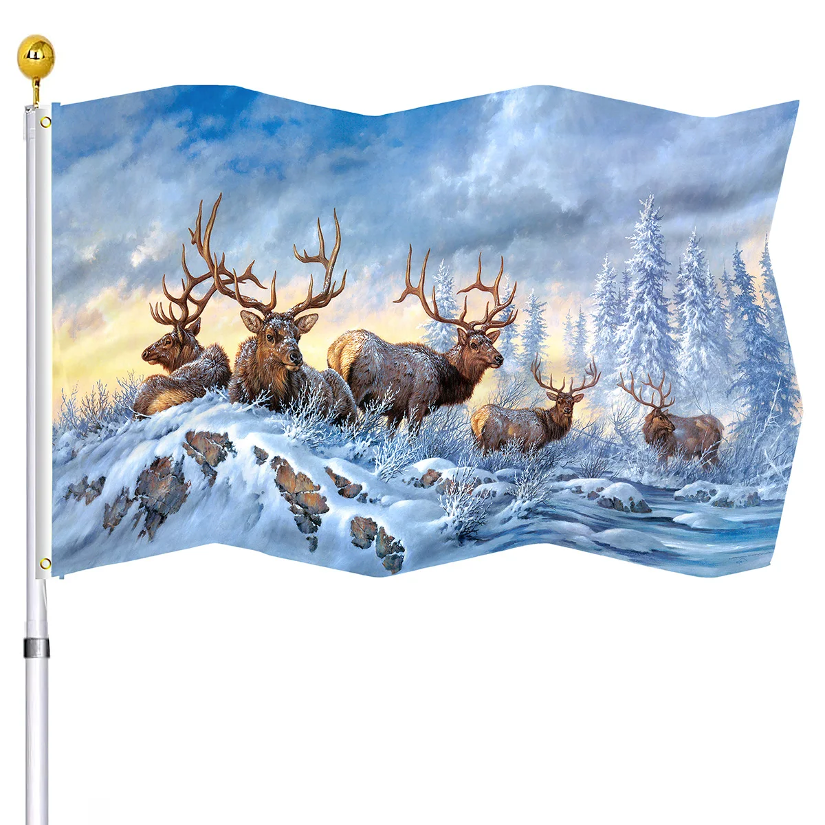 

Winter Reindeer Garden Flags for Outside Families Flag Outdoor Indoor Party Decoration Polyester Yard Flag for Women Men Kids