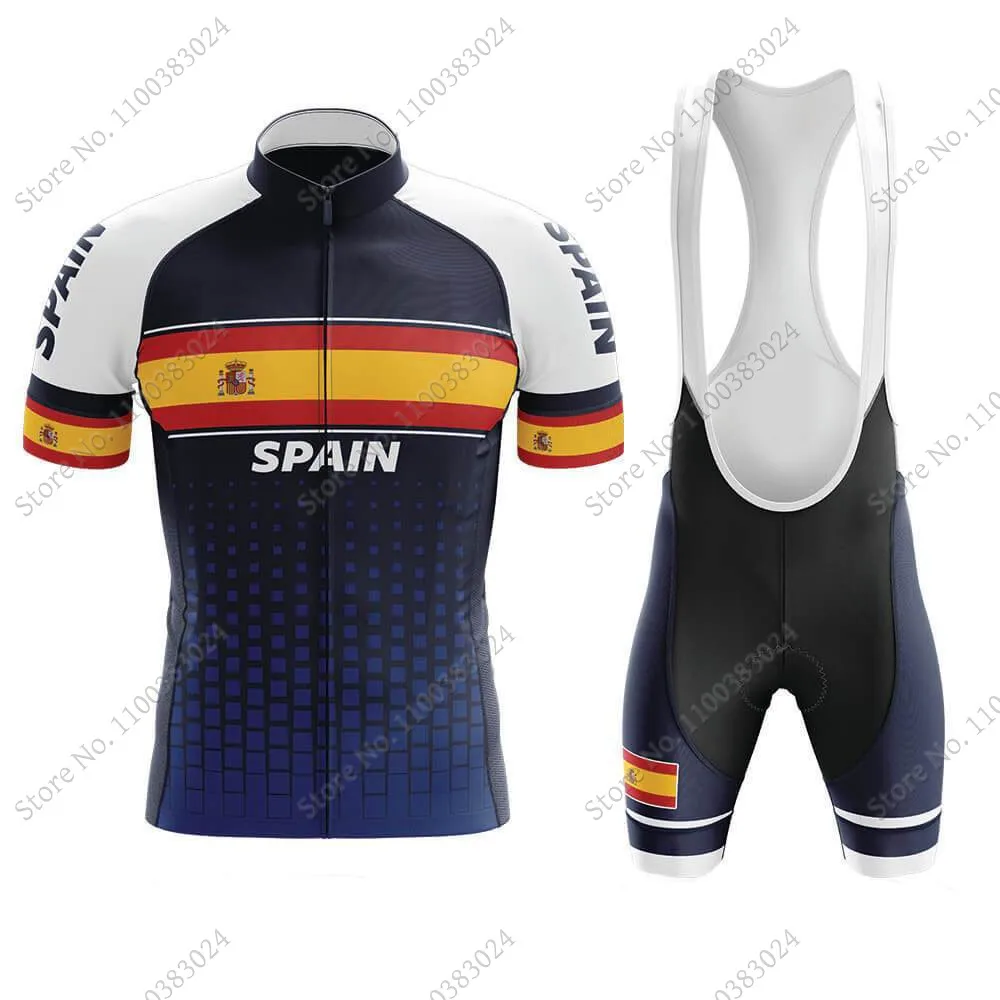 

2022 Mens Spanish Cycling Jersey Set Summer Spain National Team Cycling Clothing Road Bike Shirts Bib Shorts Suit MTB Maillot