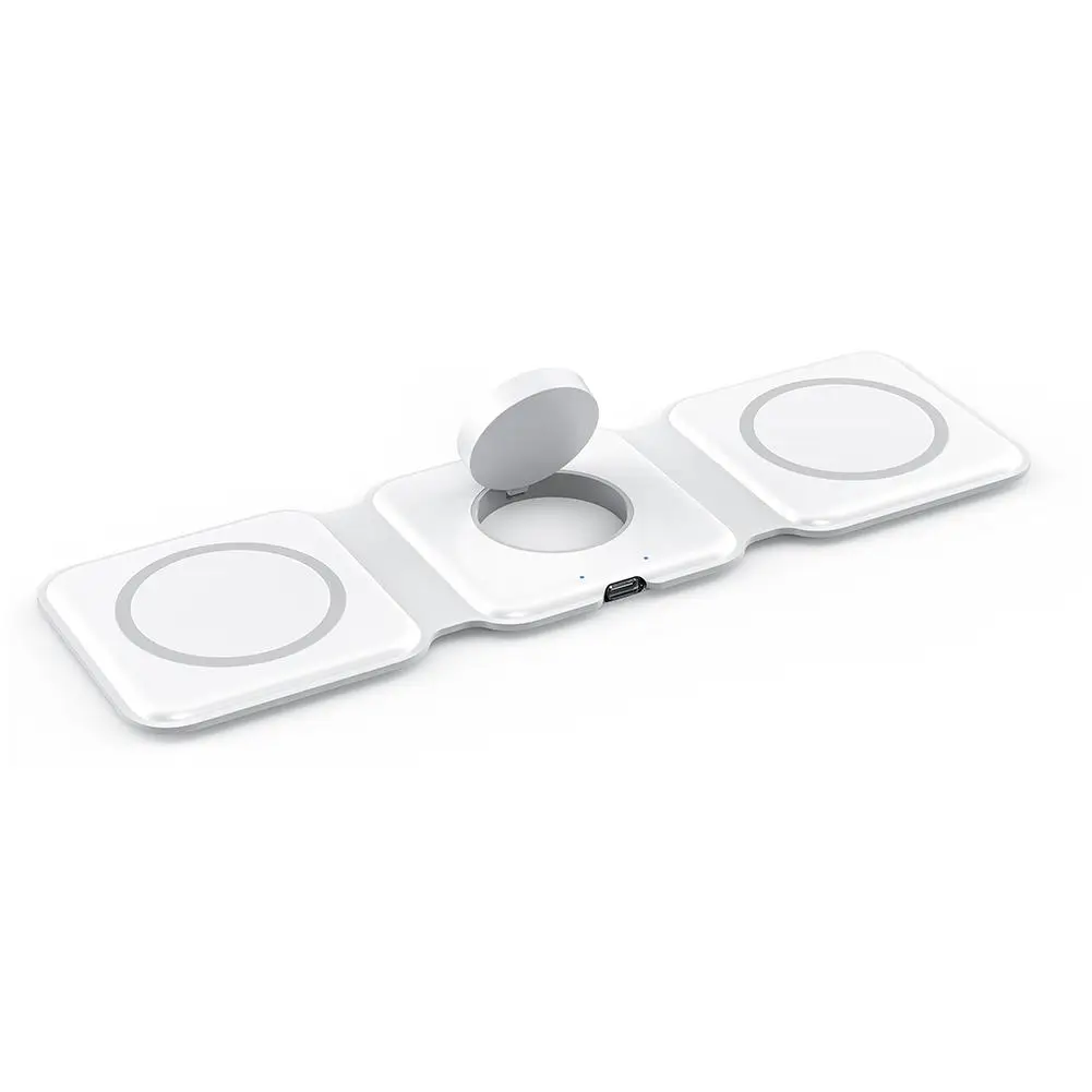 

3-in-1 Wireless Charger Magnetic Foldable Charging Station Multi-function Fast Charging Pad For Watch Headphone