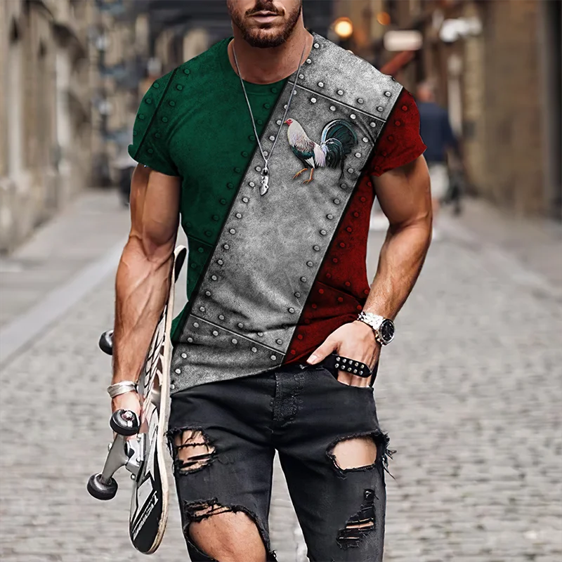 

Fashion Cock Animal Printed T Shirt For Men Summer Hip Hop Trend Harajuku Streetwear Casual O-neck Oversized T-shirt Unisex Tops