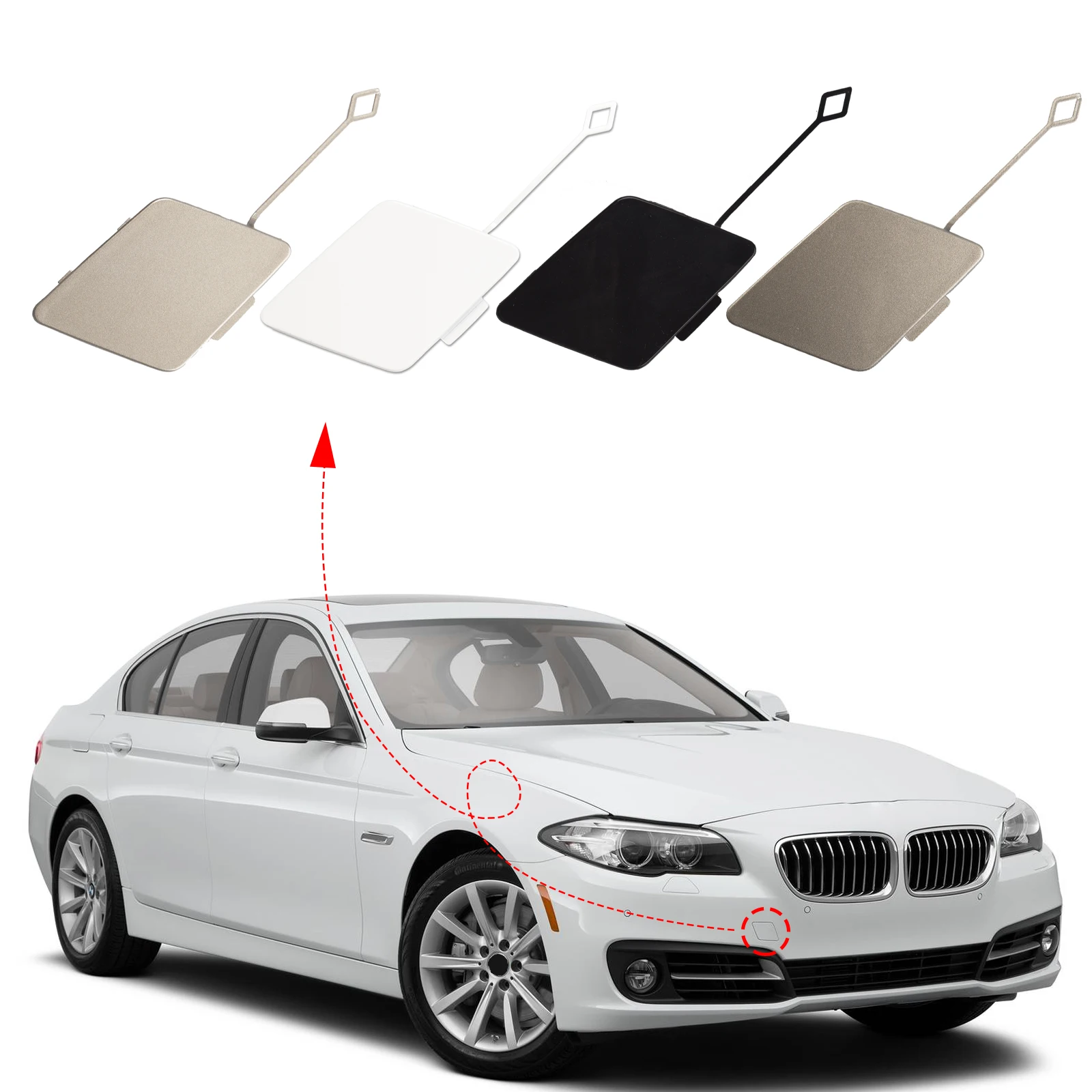 

Front Bumper Tow Hook Cover Towing Eye Cap For BMW 5-Series F10 F11 528i 535d 535i 550i Sedan 2014-2016 51117332682 Accessories