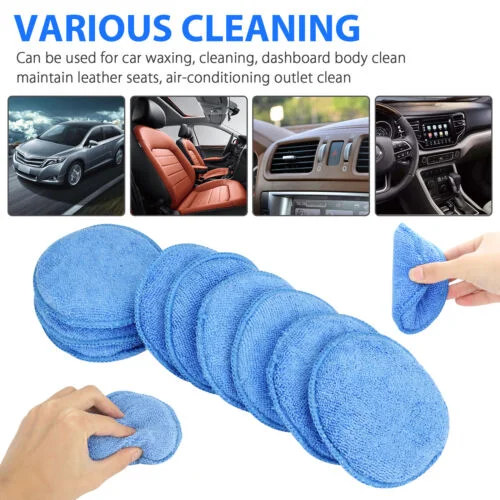 

10pcs Waxing Polish Wax Sponge Applicator Pads Vehicle Glass Clean (Blue)