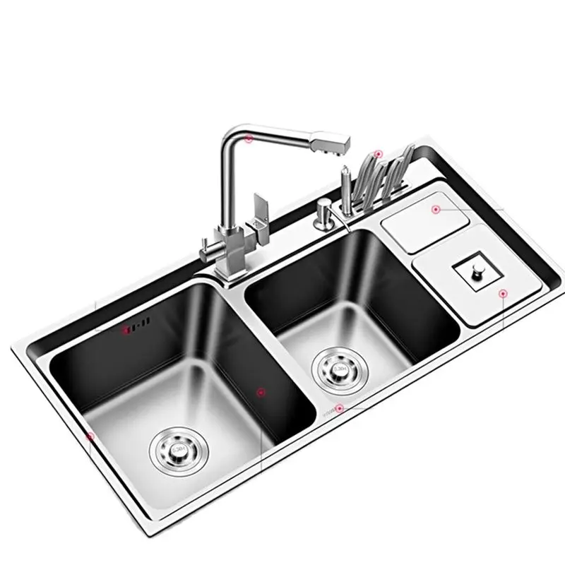 

SUS304 Stainless Steel Kitchen Sink Double Bowl Thickness Sinks Kitchen Above Counter or Udermount Sinks Vegetable Washing Basin