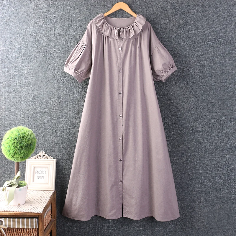 

Летнее Новое милое однотонное платье с коротким рукавом, женское однобортное платье DD3442