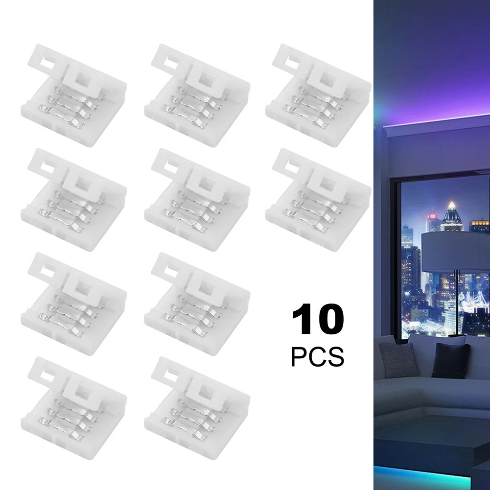 

10pcs 10mm 4-pin Solderless Clip-on Coupler Connector For 5050 RGB LED Strip Light Solder-free Buckle Connector