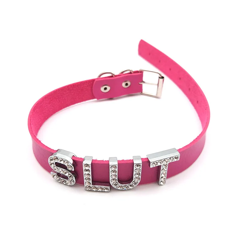 Пикантные горячие горный хрусталь буквы SLUT воротники колье ожерелья черный