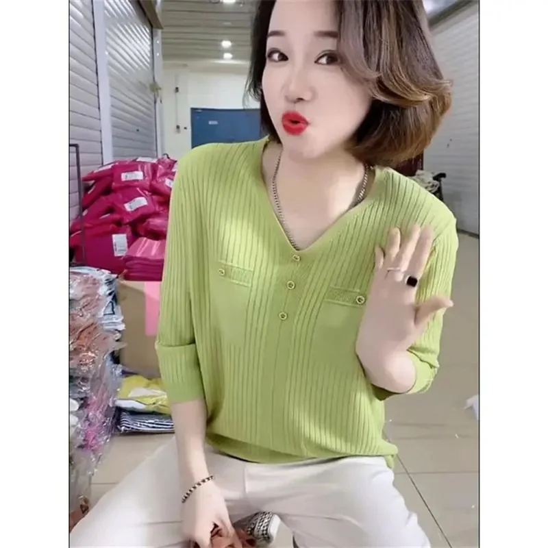 Женская футболка 2023 свитер из ледяного шелка летняя новая рубашка с имитацией