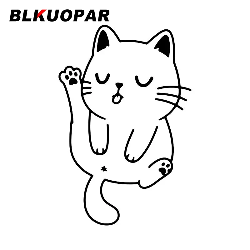 

Забавные автомобильные наклейки BLKUOPAR с изображением лижущего кота, аниме креативная наклейка «сделай сам», Виниловая наклейка с окклюзией и зернистой кожей, ярлык для автомобиля с фургоном