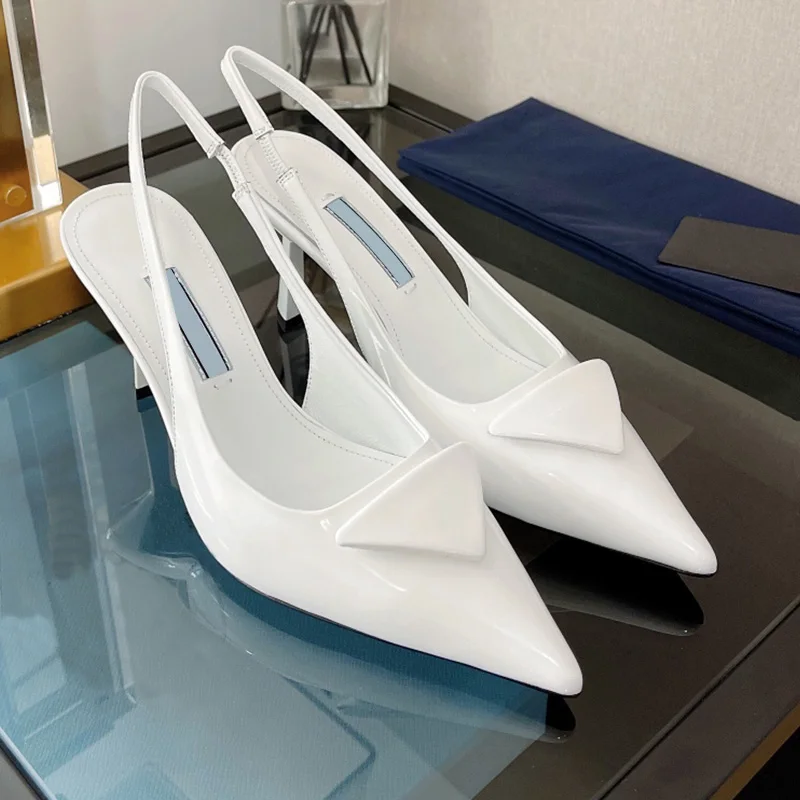 Summer New Metal Decoration Pointed Stiletto Shoes / Back Empty Sandals Women's High Heels Women's Sandals