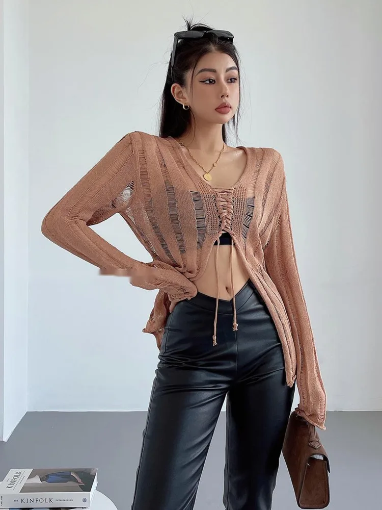 

TVVOVVIN бандаж V-образный вырез трикотажный стиль Сексуальные корейские модные топы милая одежда для женщин с V-образным вырезом Милая GY0G