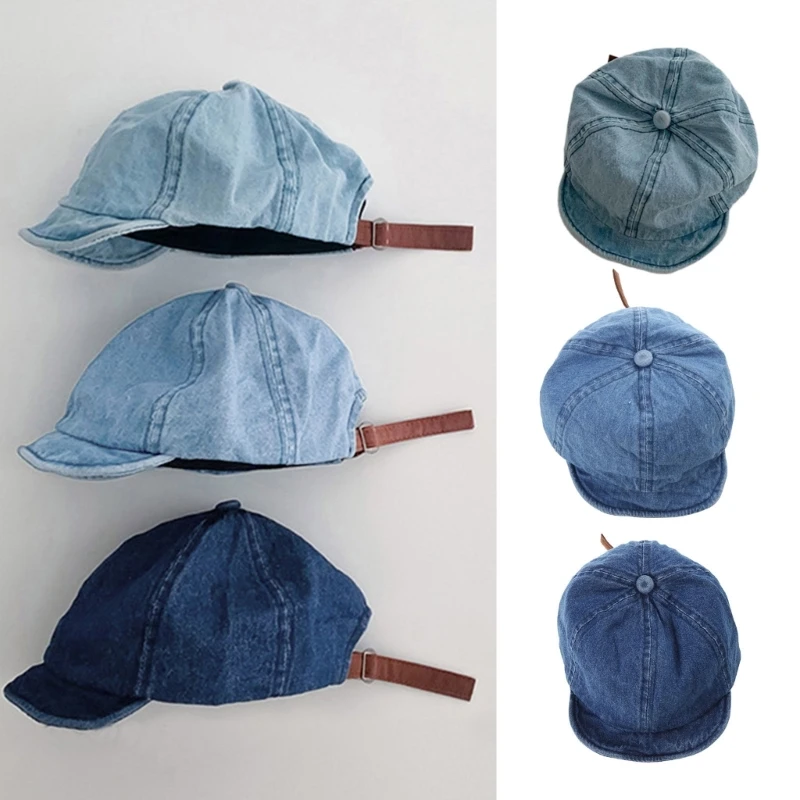 

Infant Sun Hat Baby Denim Baseball Hat Adjustable Bonnet Floppy Cap Soft Brim Denim Blue Fisherman Hat for Child 2-4Y