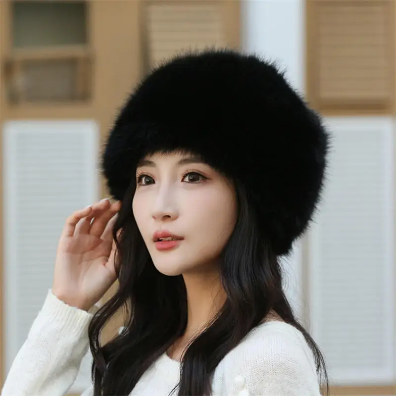 Женская теплая снежная лыжная шапка меховая панама монгольская защита ушей