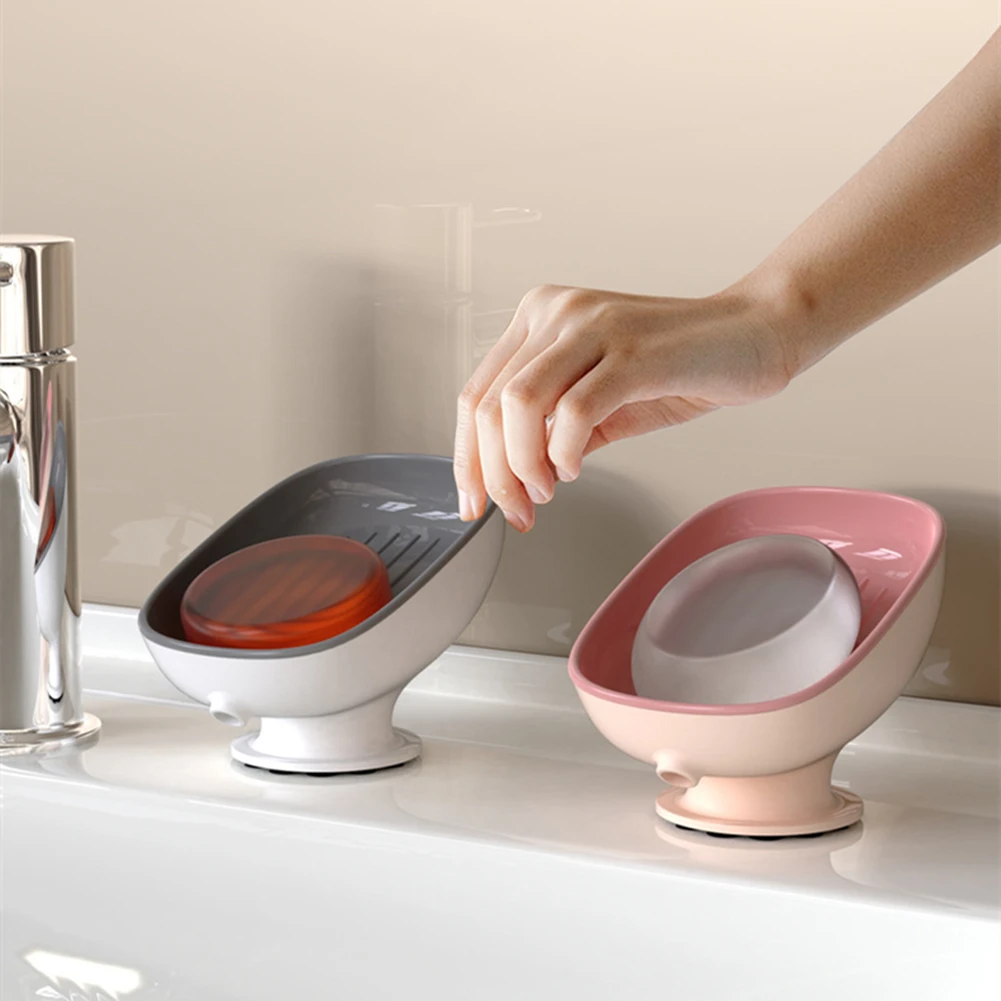 

Soap Dishes Sucker Soap Rack Soft Plastic Non-slip Soap Box Bathroom Soap Holder Creative Draining Rack Multifunctional
