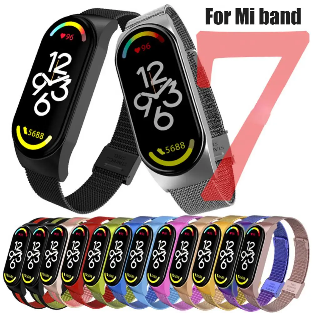 

Stainless Steel Watch Strap For Mi Band 7 Replacement Wrist Band Metal For Xiaomi Mi 7 Bracelet Metal Strap Replacement Strap