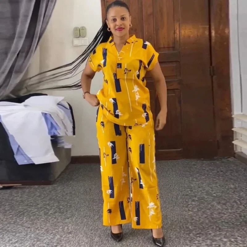 Африканская модная уличная одежда комплект из двух предметов для женщин летние