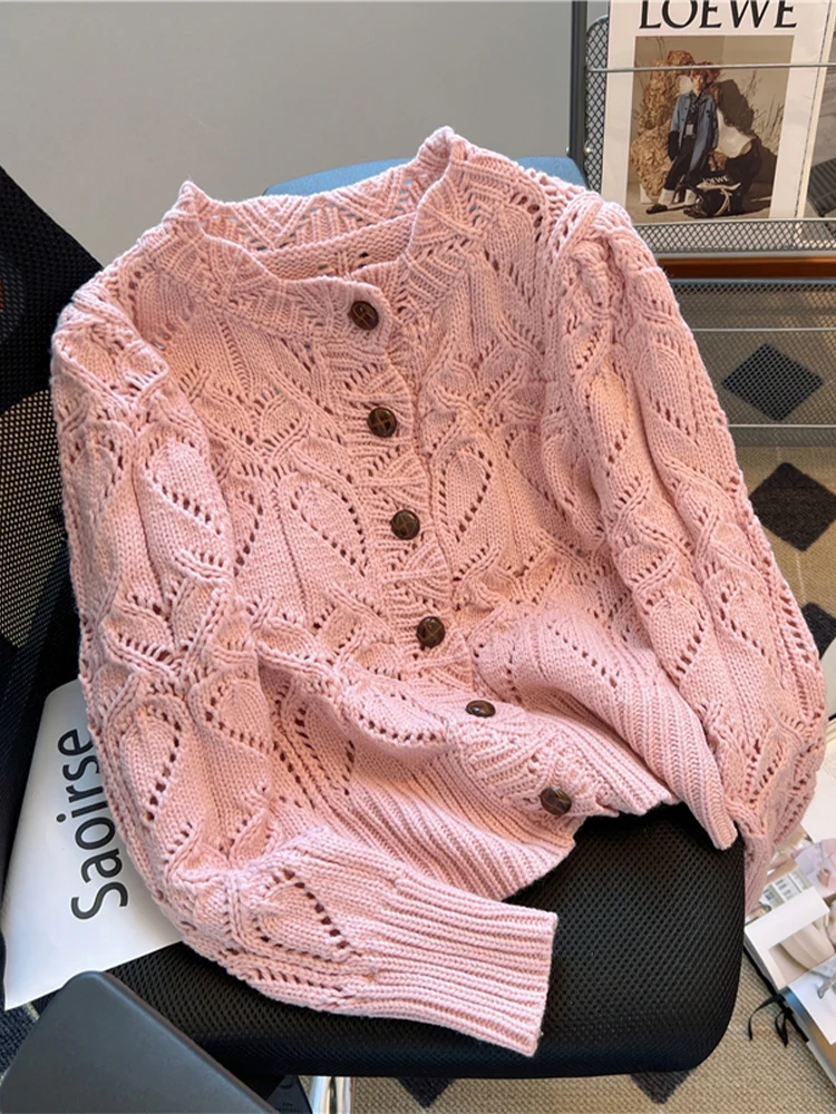 Женский розовый кардиган кашемировый свитер Harajuku винтажный корейский Y2k свитера