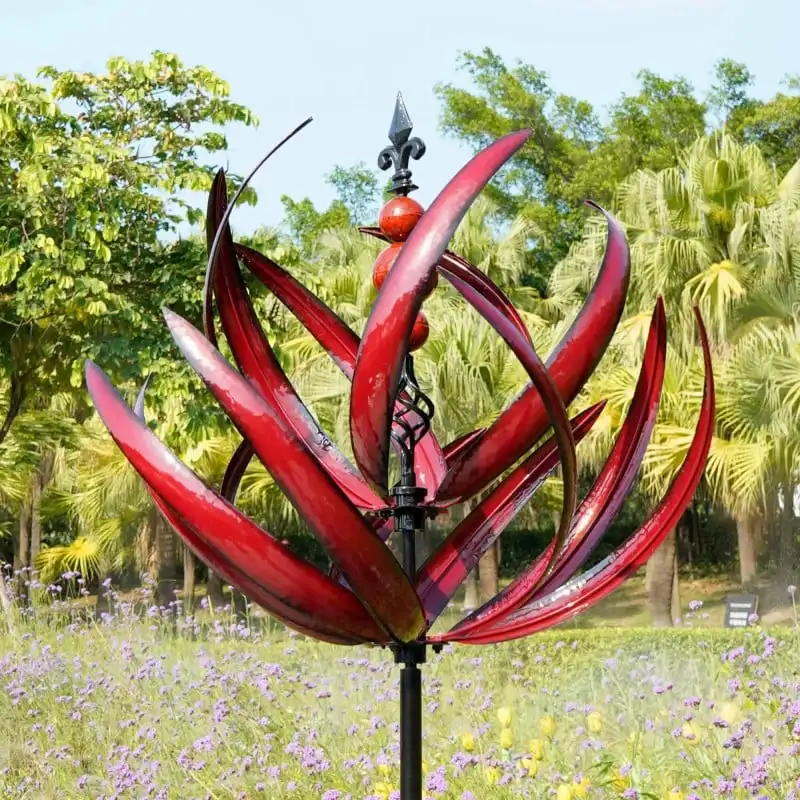 

Металлическая ветряная мельница Harlow, 3D вращающаяся кинетическая скульптура, газон, металлические ветряные солнечные Спиннеры, украшение двора и сада
