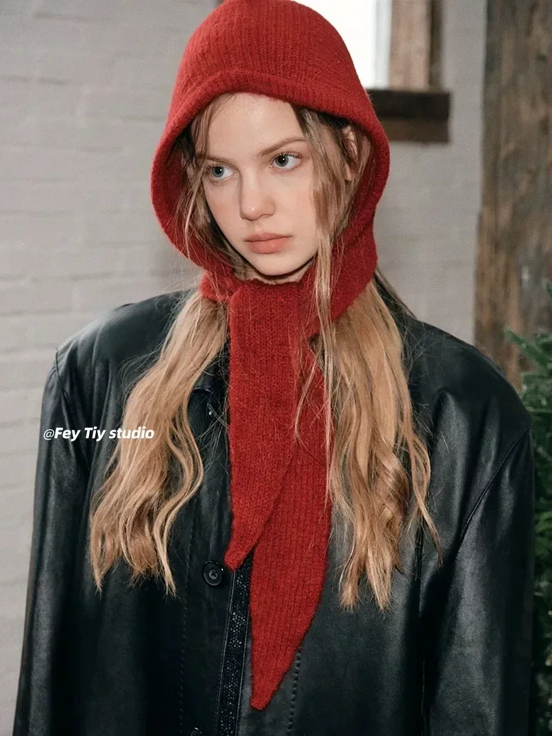 Ins корейский шарф с капюшоном шапка-балаклава зимняя защита ушей ветрозащитные